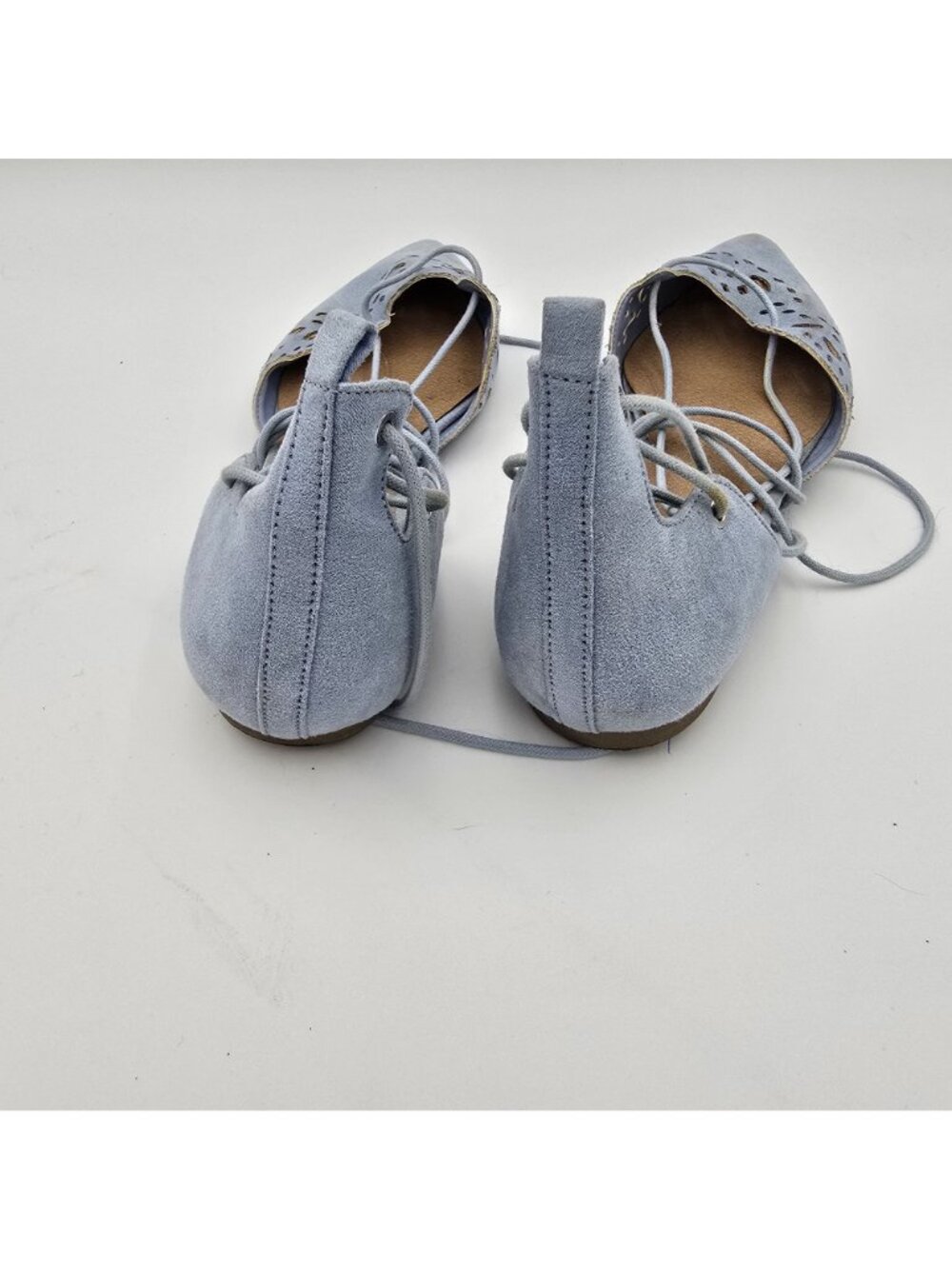 Steve Madden Ghinesa Womens Flats Size 10 Light Blue Suede Lace-Up Pre-Owned - Picture 4 of 7